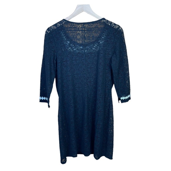 Express Womens Large Mini Dress Lace Sheer Sleeve Boho Cottage Core Summer Beach - Picture 3 of 8
